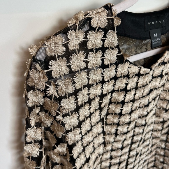 Weavs Gold and Black Shiny Embroidered Jacket Womens Size Medium - Picture 3 of 9